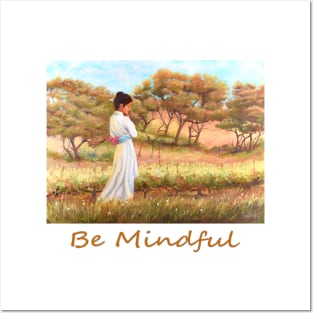 Woman girl walking in vineyard zen yoga buddhism Posters and Art